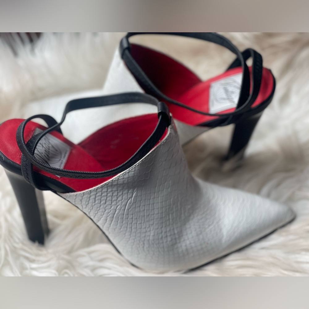 Jeffrey Campbell White Snakeskin Slingbacks